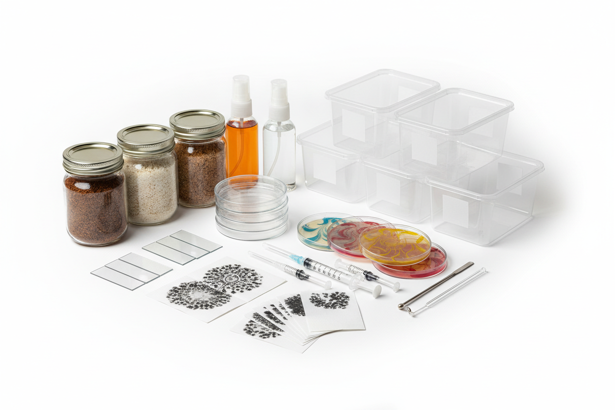 mycology supples on a white background